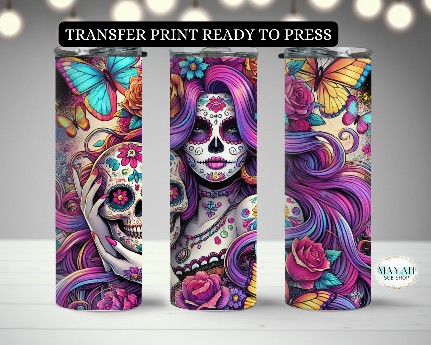 Purple Catrina Transfer Print - Mayan Craft Shop