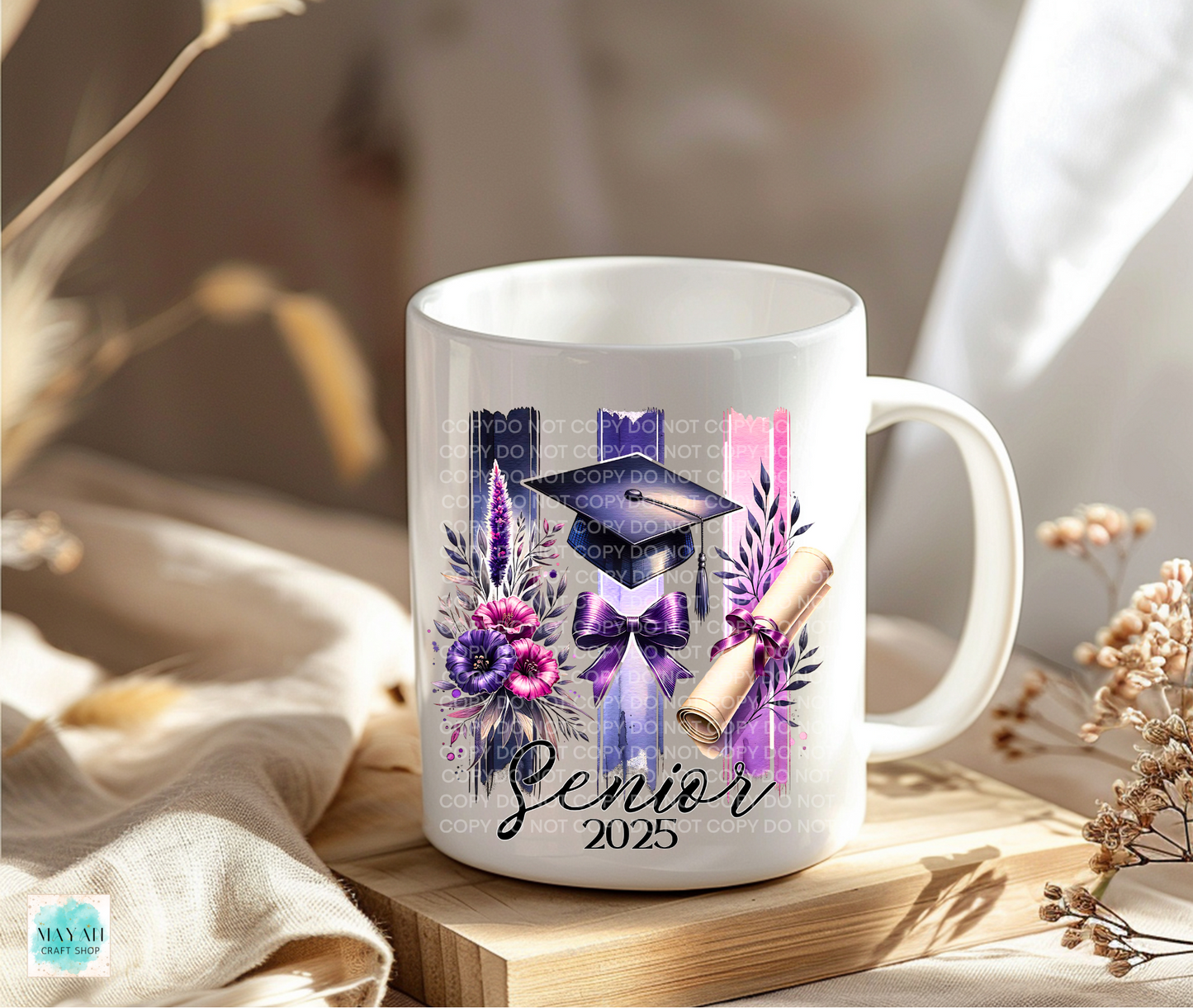 Purple senior 2025 coffee mug. -Mayan Craft Shop