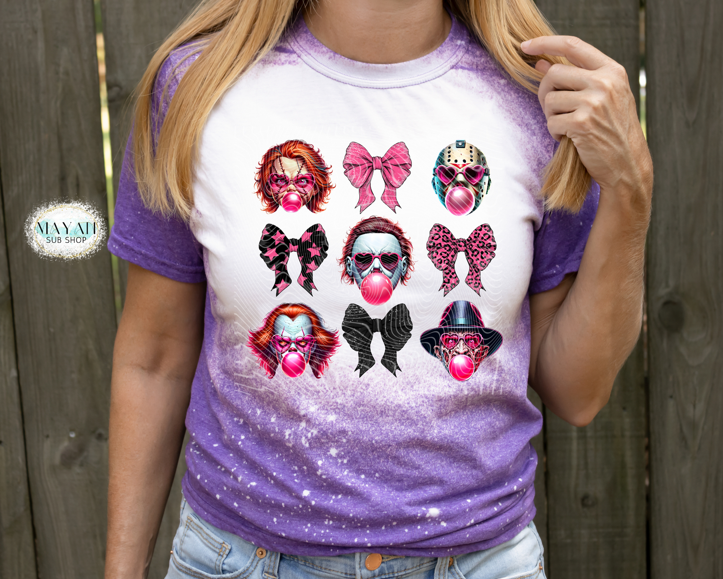 Horror Bubble Gum Coquette Bleached Tee - Mayan Craft Shop