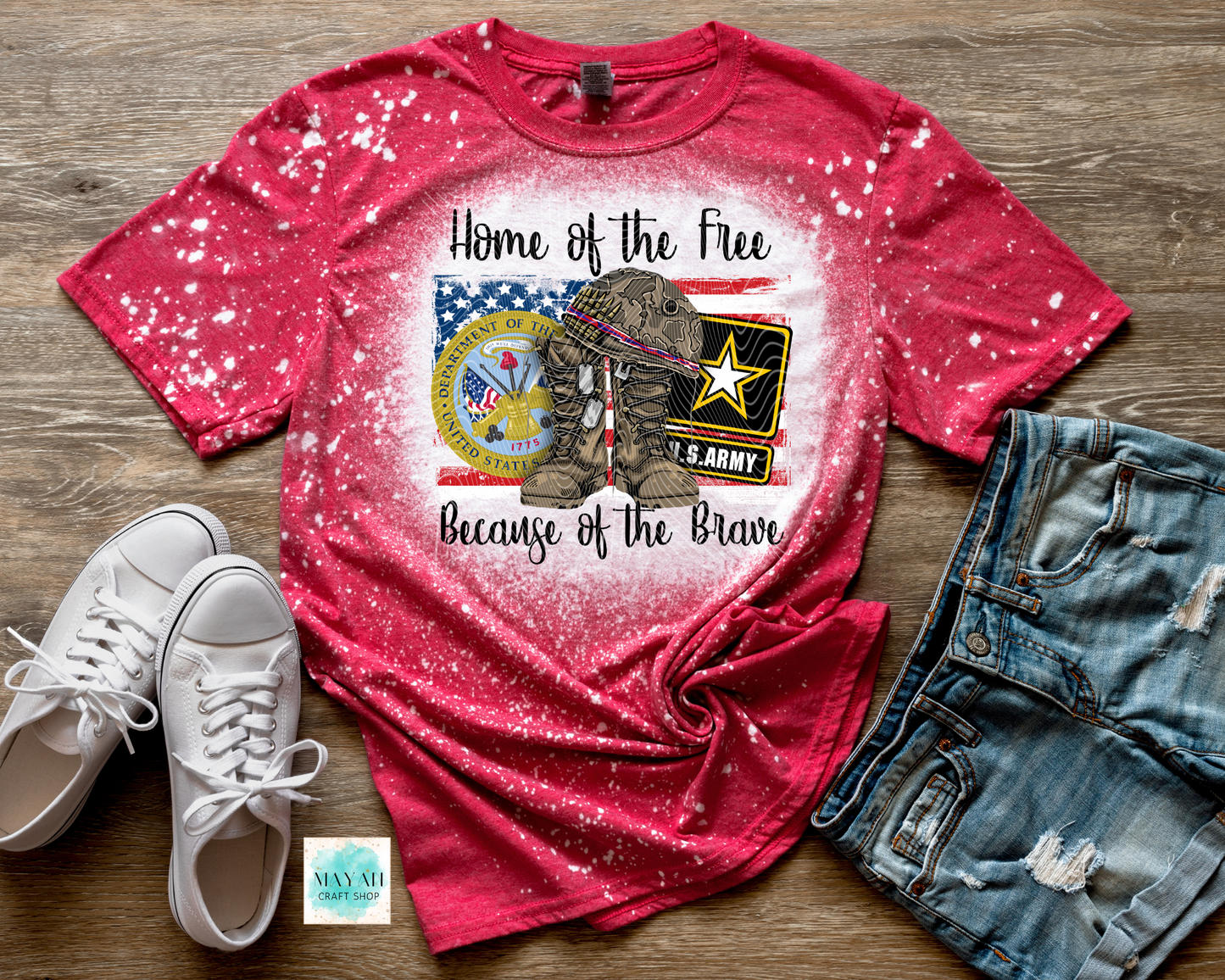 Home of the Free Army Bleached Shirt