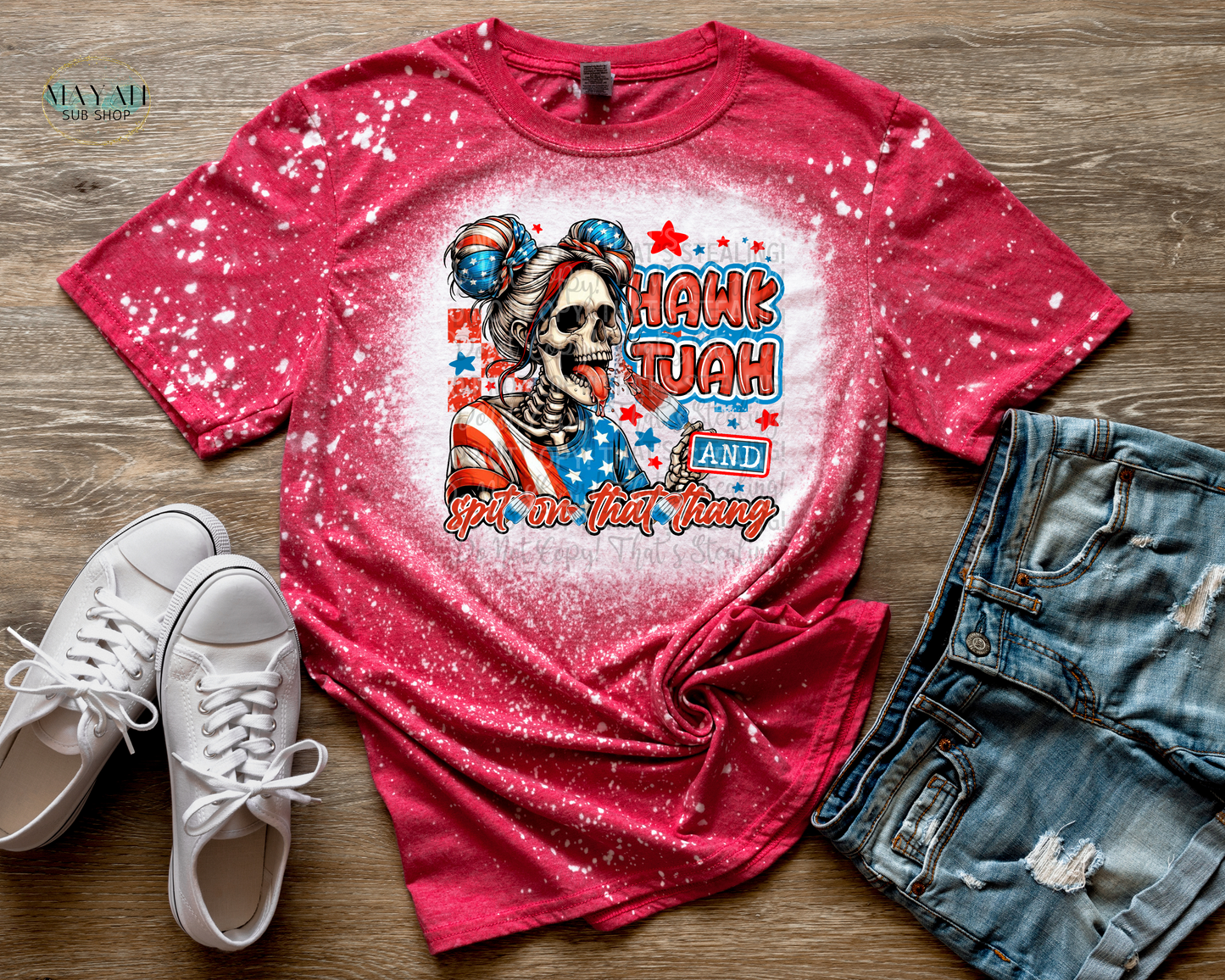 Spit On That Thang Patriotic Bleached Tee - Mayan Craft Shop