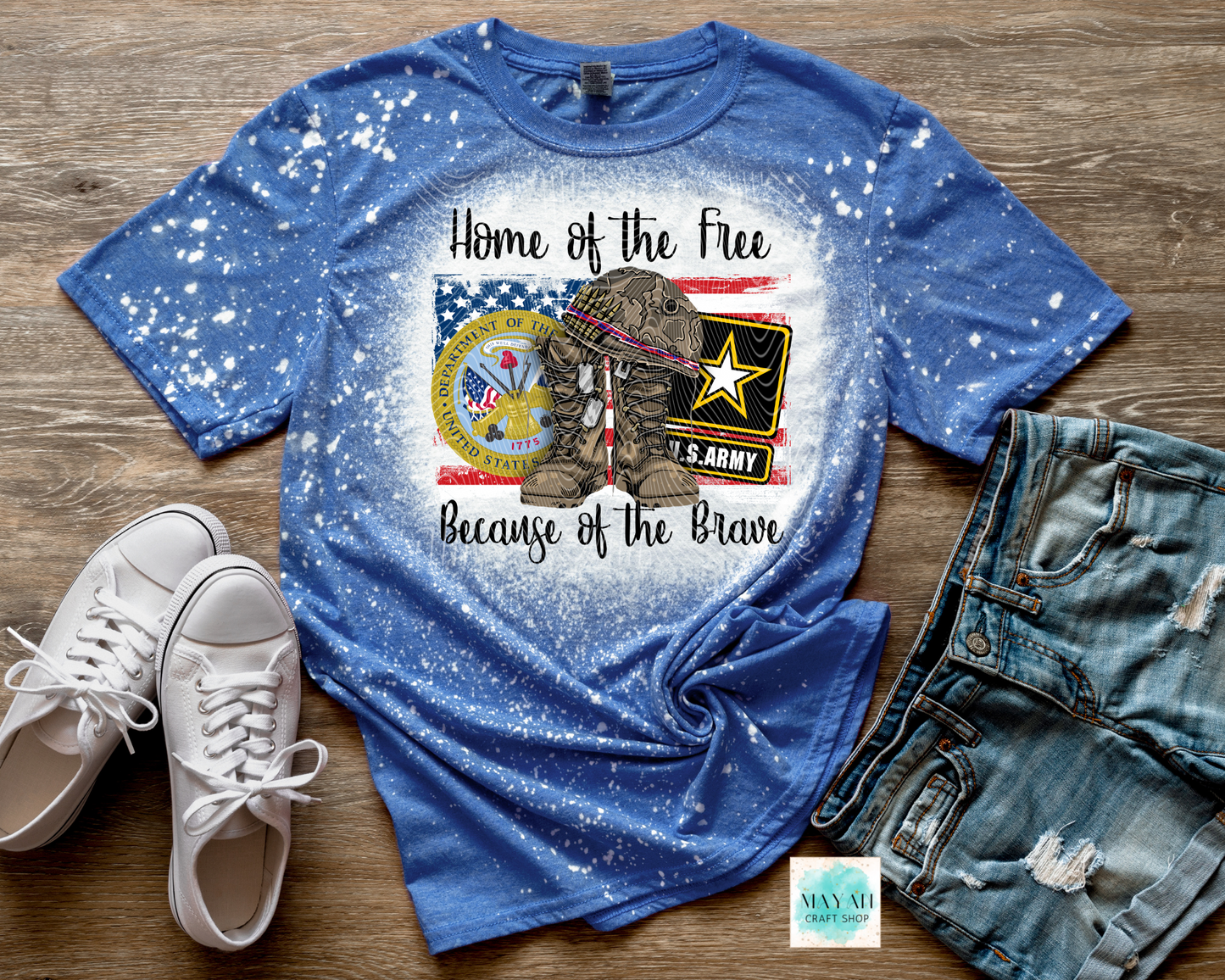 Home of the Free Army Bleached Shirt