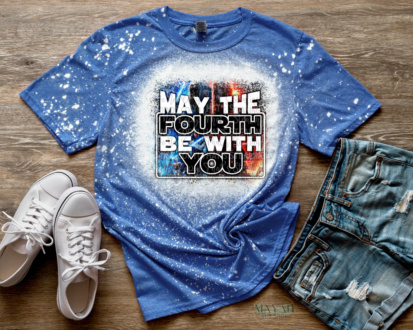 May The Fourth Be With You Bleached Tee - Mayan Sub Shop