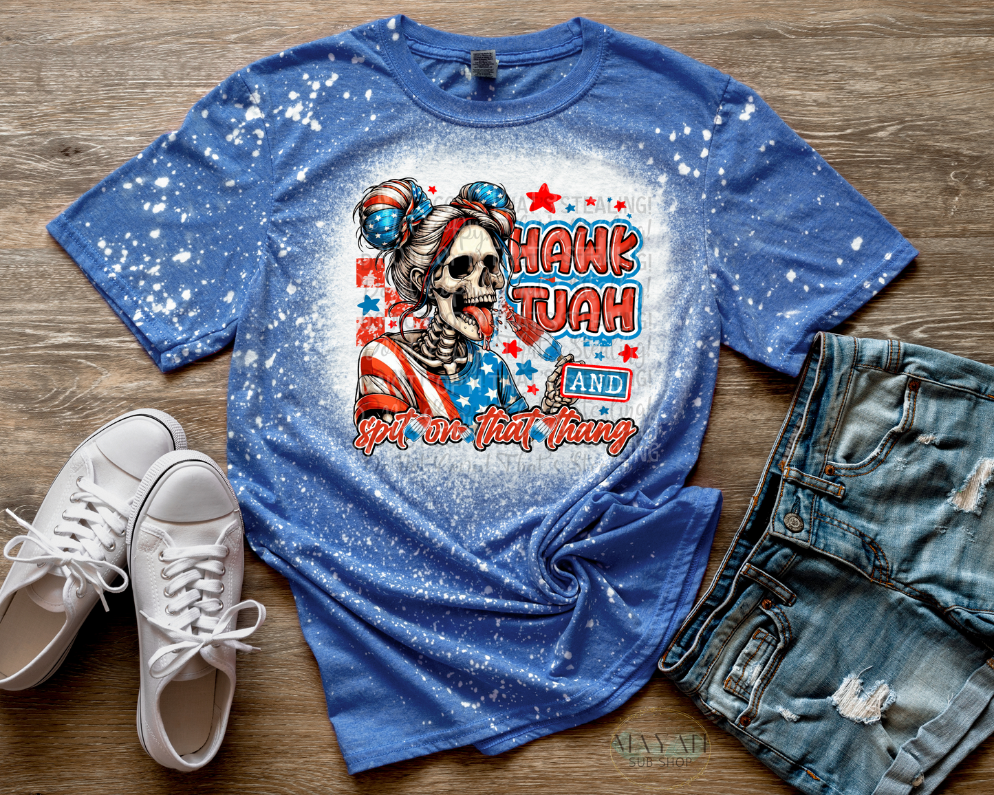 Spit On That Thang Patriotic Bleached Tee - Mayan Craft Shop