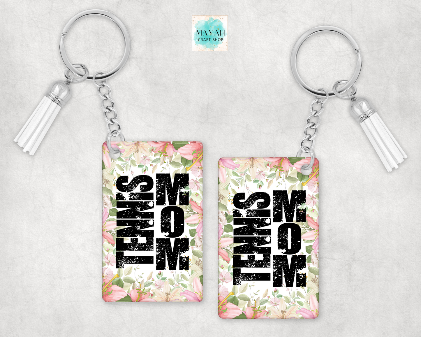 Tennis mom keychain. -Mayan Craft Shop