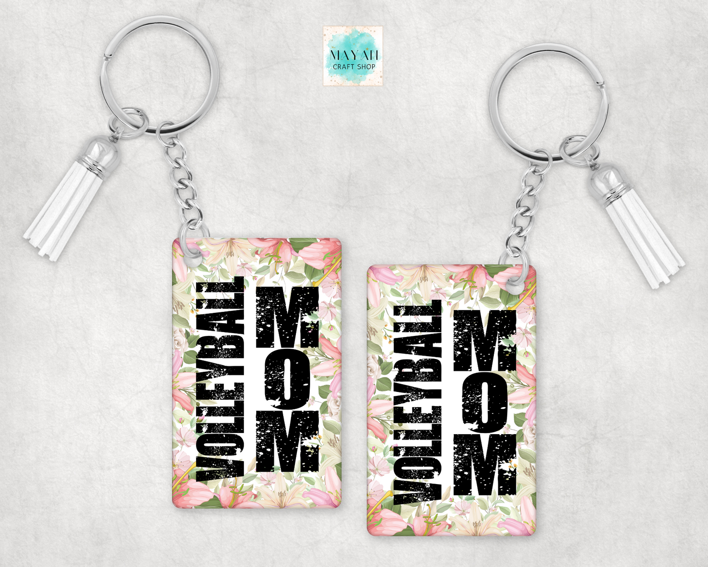 Volleyball mom keychain. -Mayan Craft Shop