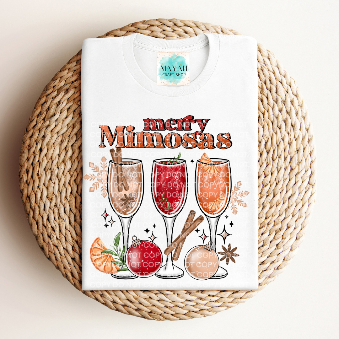 Merry mimosas white shirt. -Mayan Sub Shop