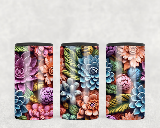 3D boho flowers 4-in-1 12 0z. slim can cooler.