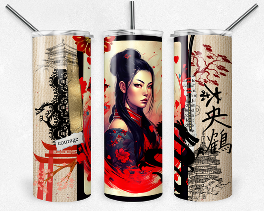 Asian warrior 20 oz. skinny tumbler.