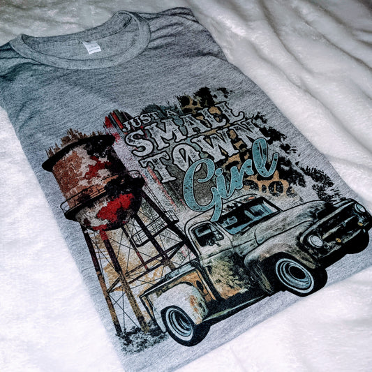 Just a small town girl heather grey shirt. -Mayan Sub Shop