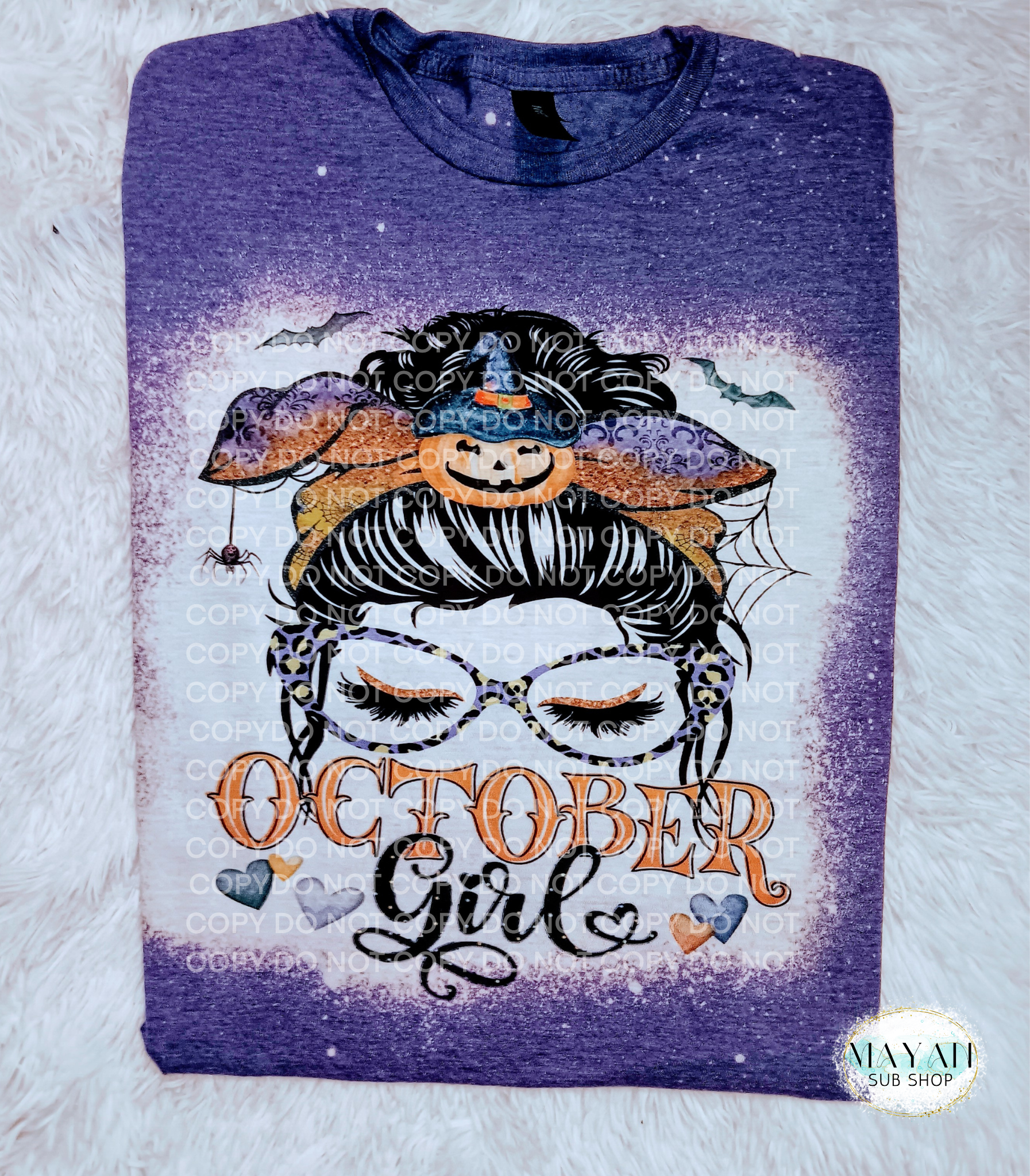 October Girl Messy Bun Bleached Shirt - Mayan Craft Shop
