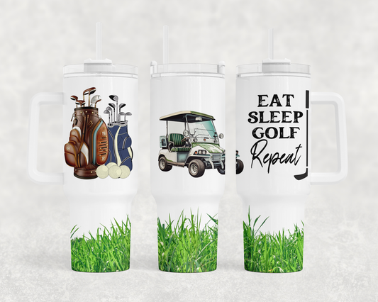 Eat Sleep Golf Repeat tumbler with handle - Mayan Sub Shop