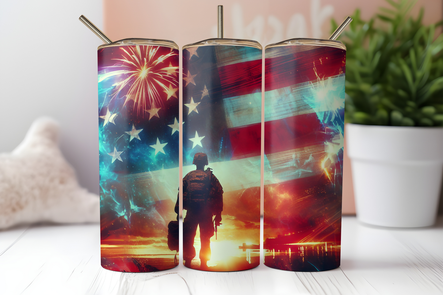 American soldier tumbler. -Mayan Sub Shop