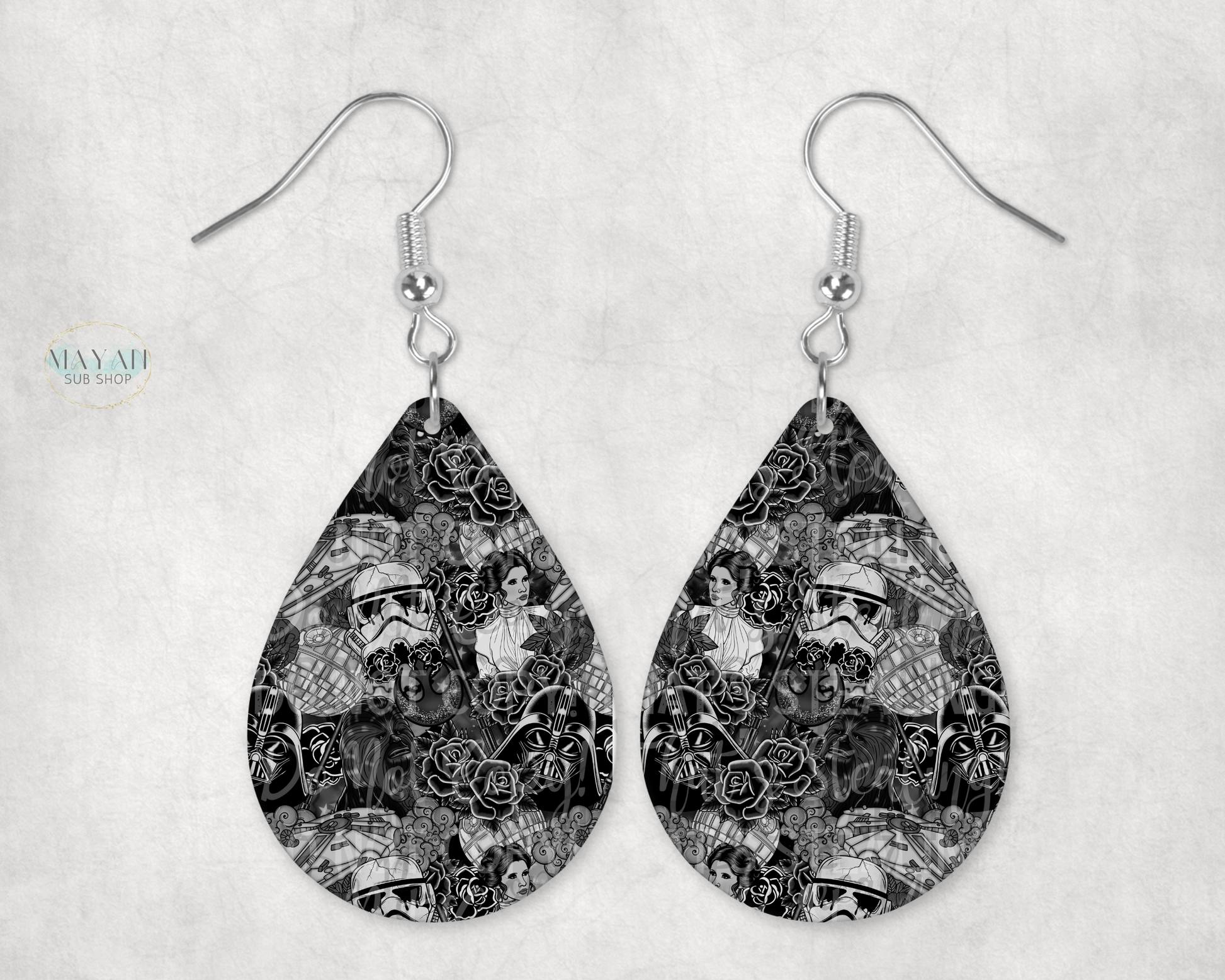 Space Wars B/W Earrings - Mayan Sub Shop