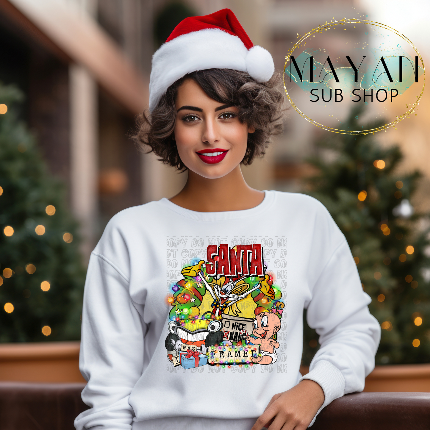 Santa framed sweatshirt. -Mayan Sub Shop