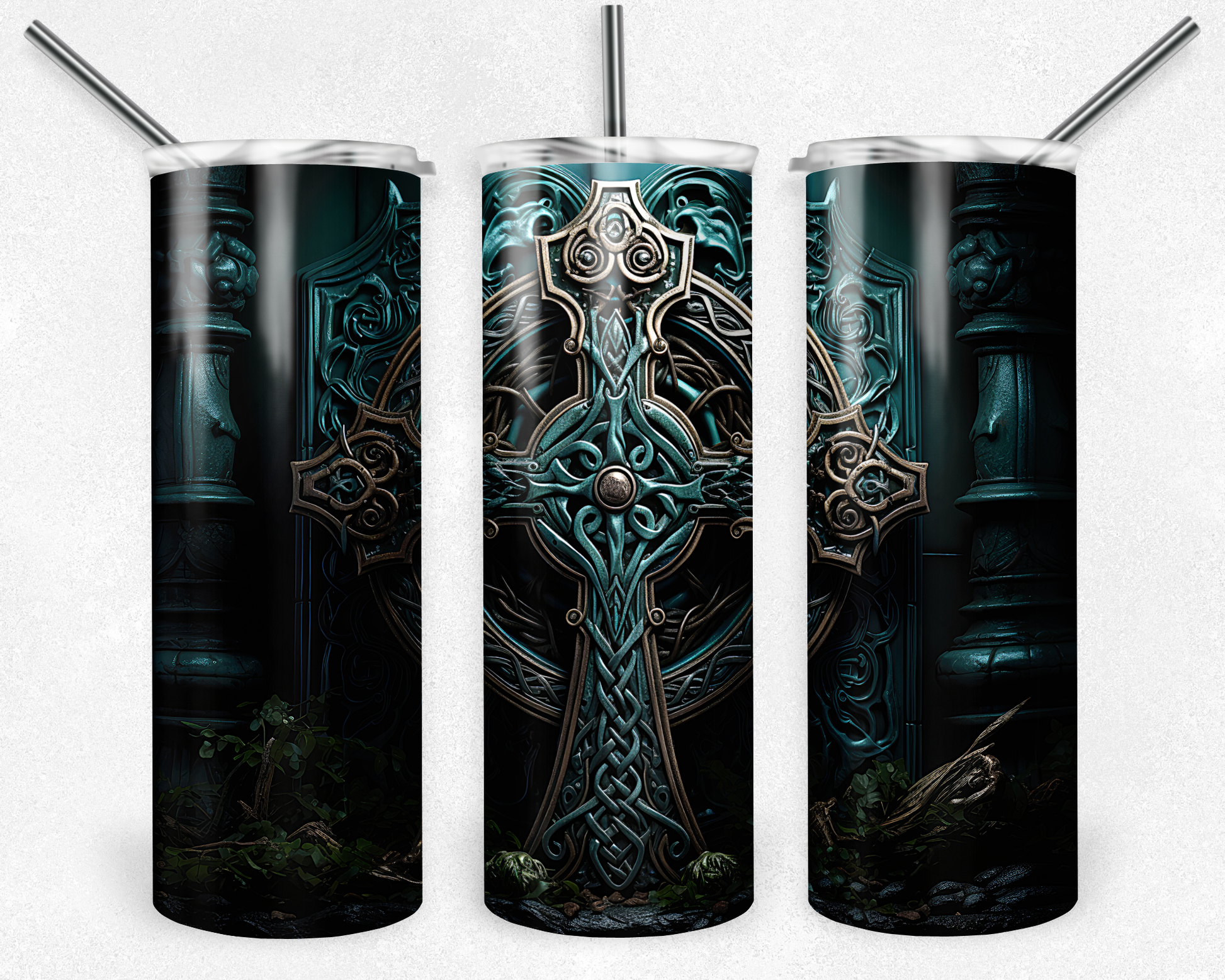 Celtic Cross tumbler. -Mayan Sub Shop