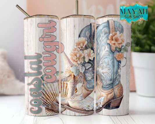 Coastal cowgirl pastel 20 oz. skinny tumbler. -Mayan Sub Shop