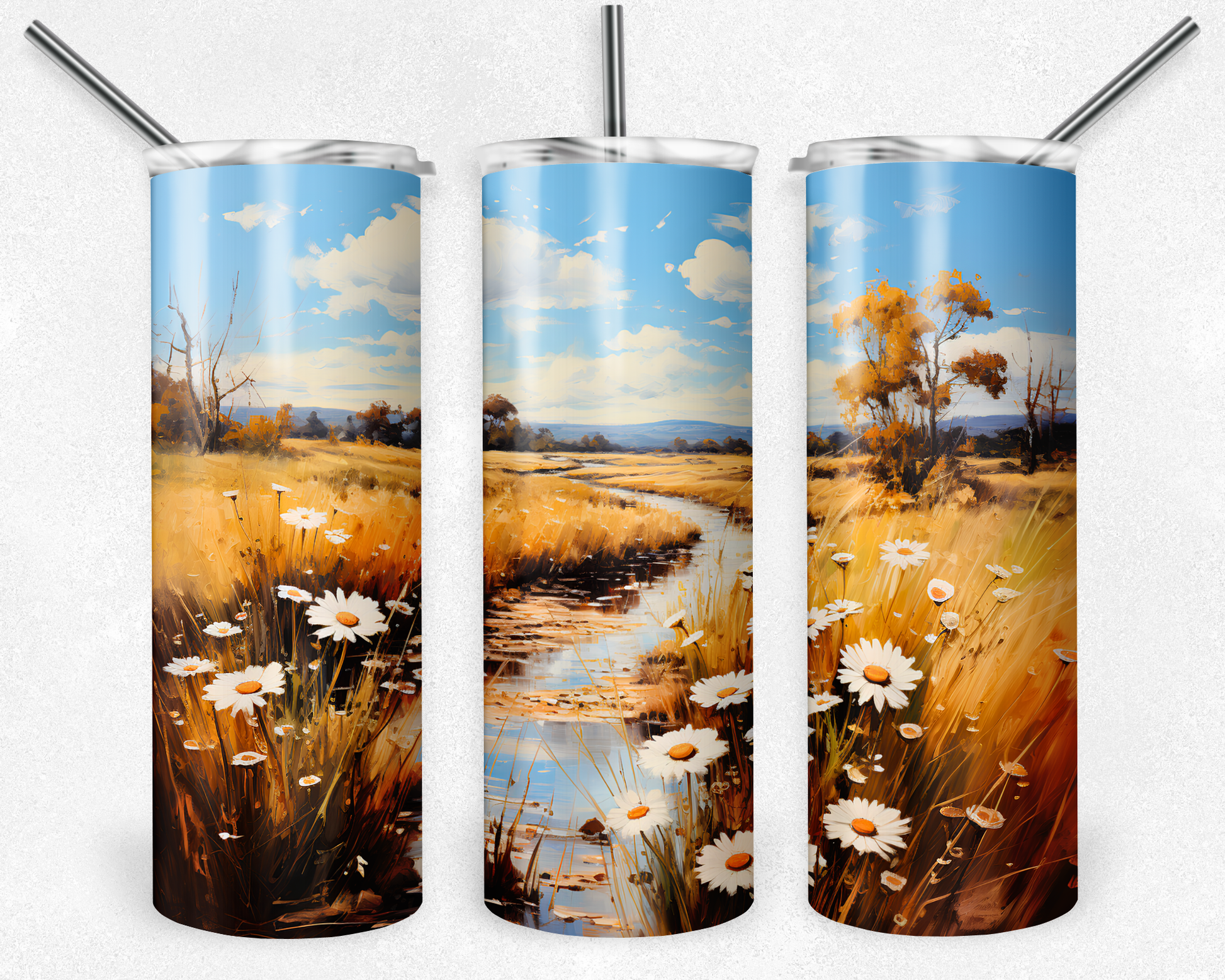 Daisy field 20 oz. skinny tumbler. -Mayan Sub Shop