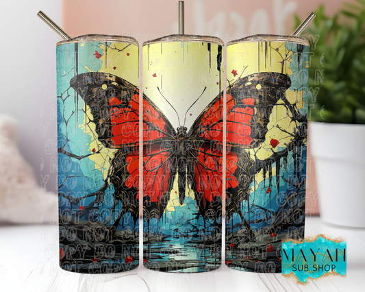 Dark butterfly 20 oz. skinny tumbler. -Mayan Sub Shop