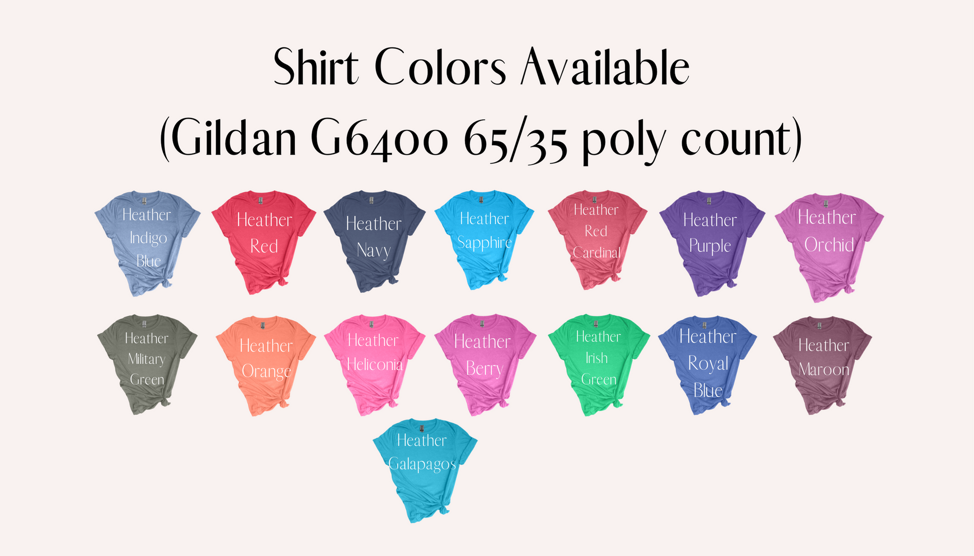 Shirt color chart - Mayan Sub Shop