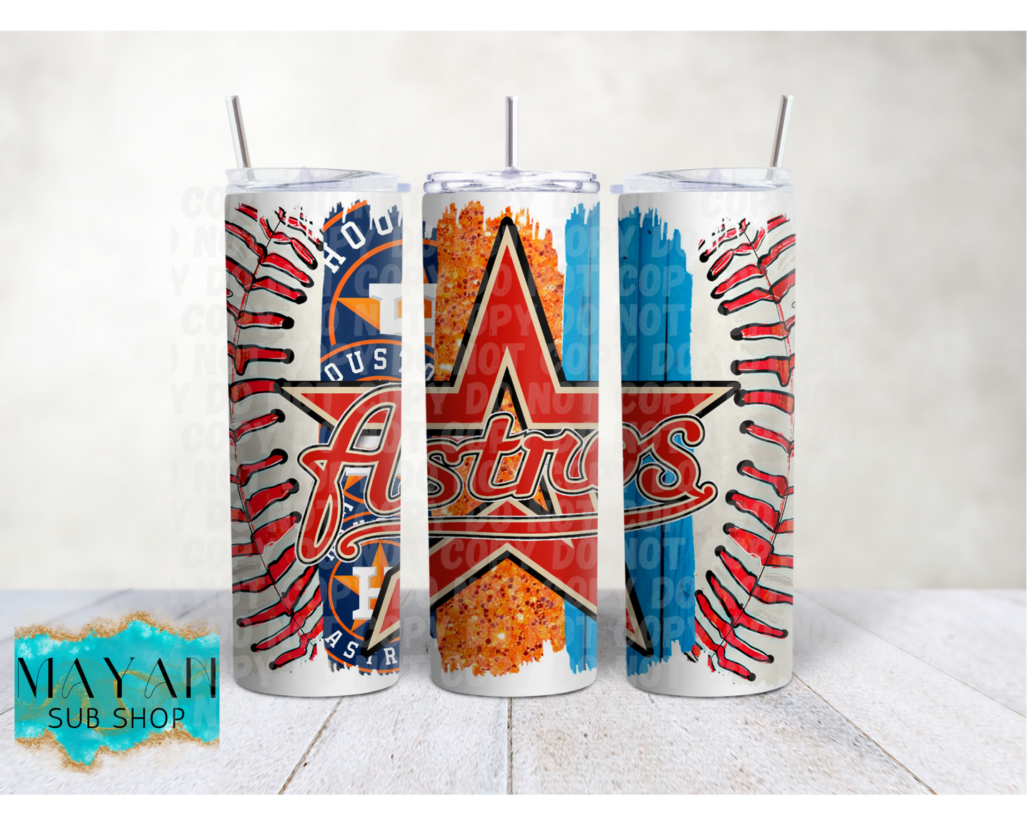 Houston Baseball Colors 20 oz. Skinny Tumbler - Mayan Sub Shop