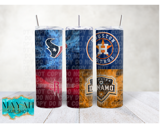 Houston Teams 20 oz. skinny tumbler. -Mayan Sub Shop