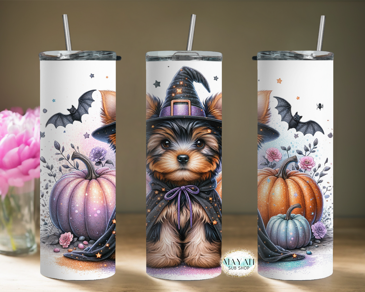 Halloween yorkie tumbler -Mayan Sub Shop