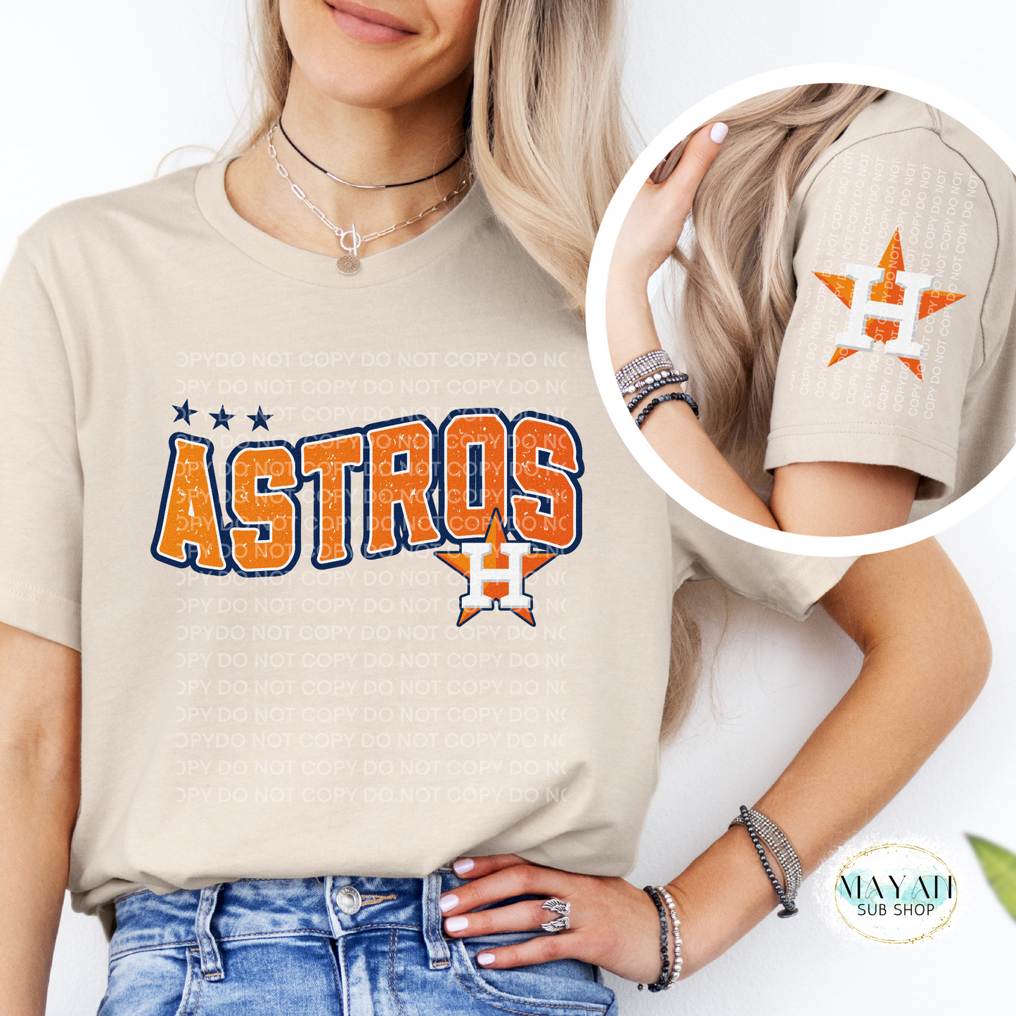 Astros Star Shirt W/ Sleeve Design