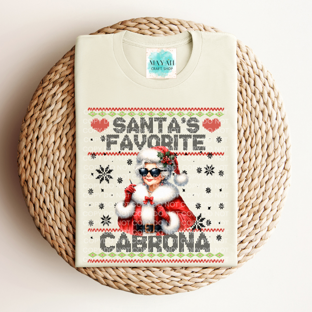 Santa's favorite cabrona heather natural shirt. -Mayan Craft Shop