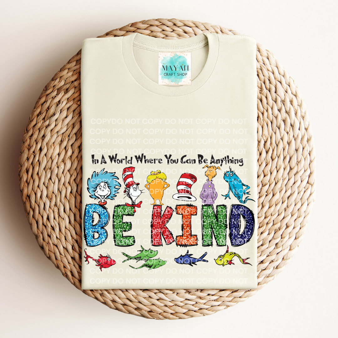 Be kind heather natural shirt. -Mayan Craft Shop