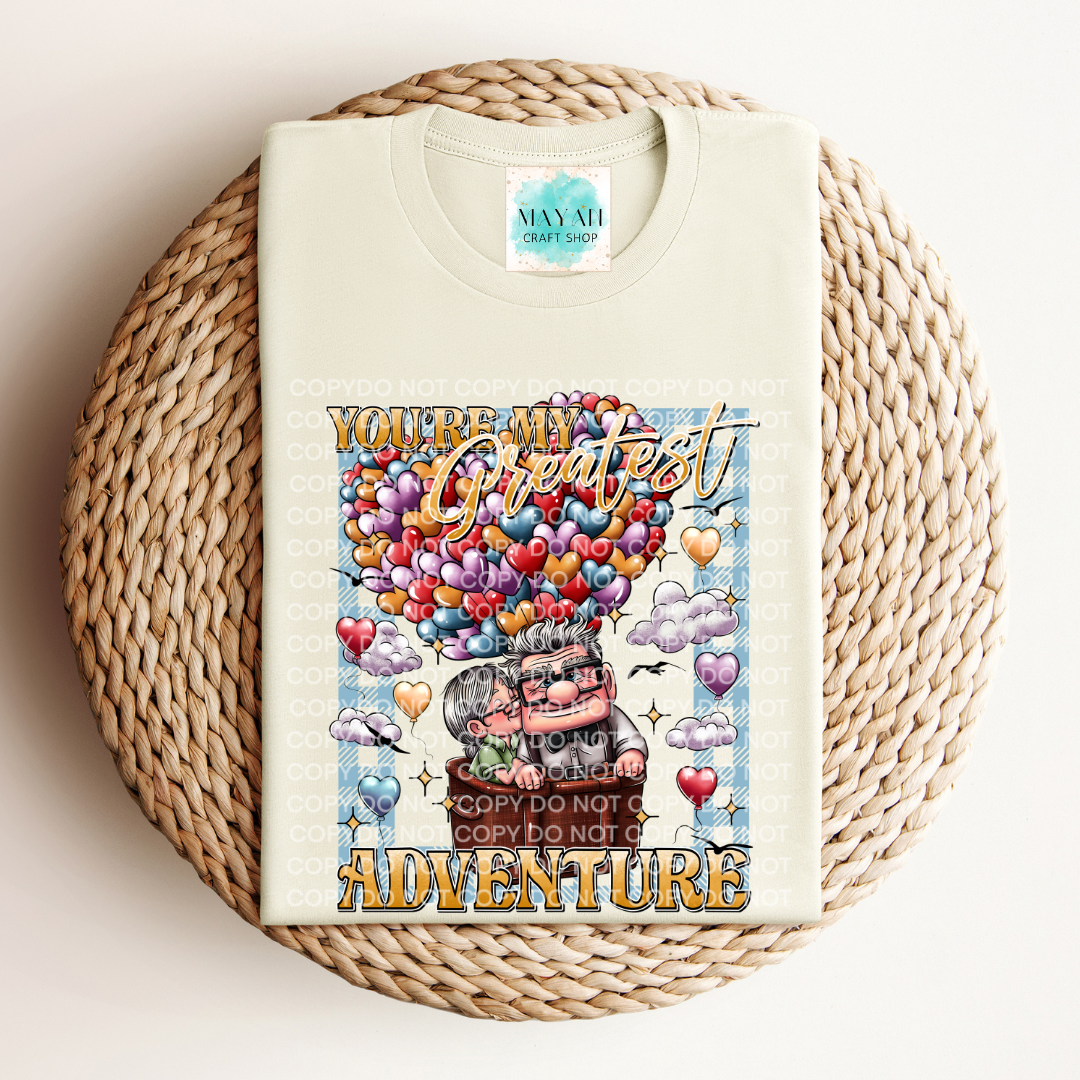 My greatest adventure heather natural shirt. -Mayan Craft Shop