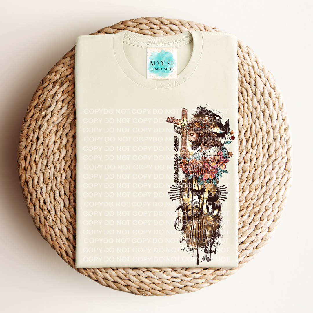 I am saved heather natural shirt. -Mayan craft Shop