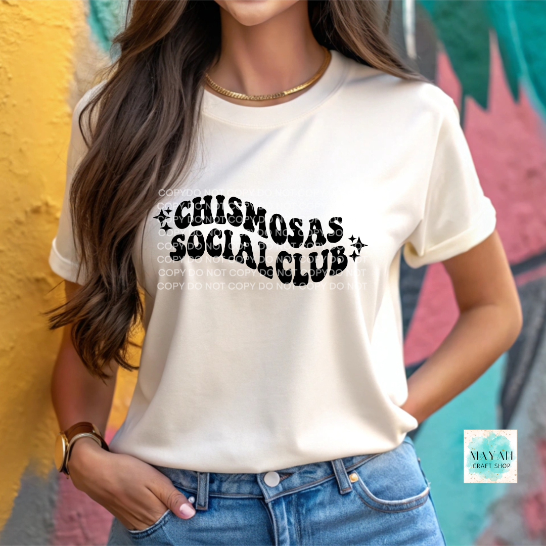 Chismosas social club natural shirt. -Mayan Craft Shop