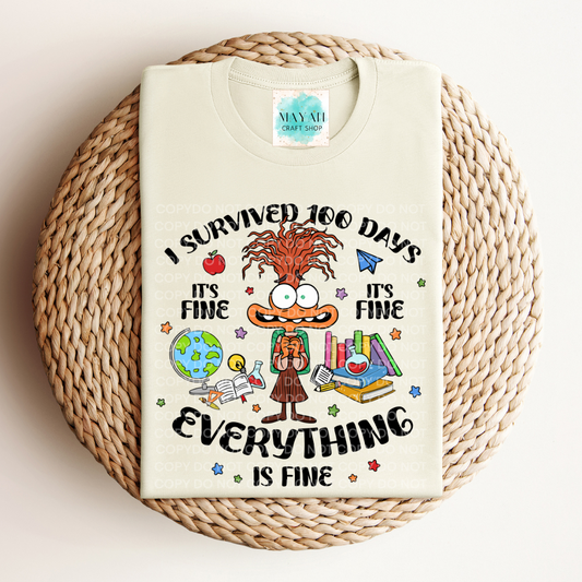 I survived 100 days heather natural shirt. -Mayan Craft Shop