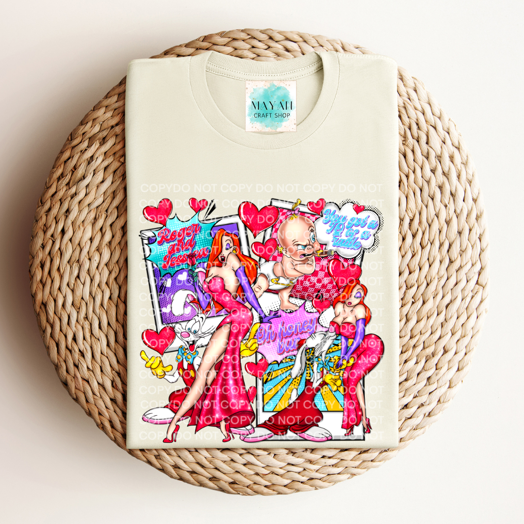 Toon love heather natural shirt. -Mayan Craft Shop