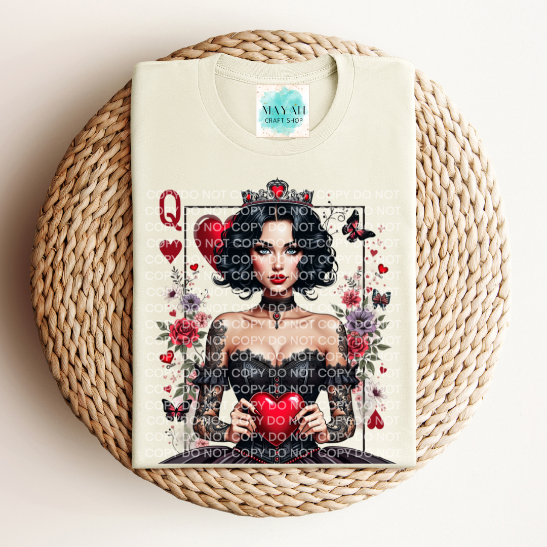 Queen of hearts heather natural shirt. -Mayan Craft Shop