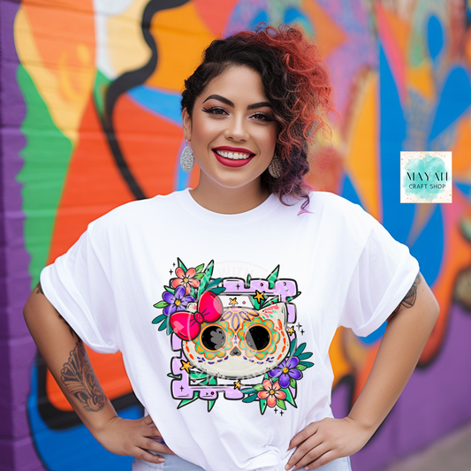 Hello gato white shirt. -Mayan Craft Shop