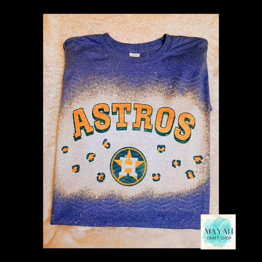Houston Baseball Leopard Bleached Tee