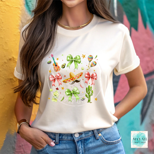 Mariachi fiesta heather natural shirt. -Mayan Craft Shop
