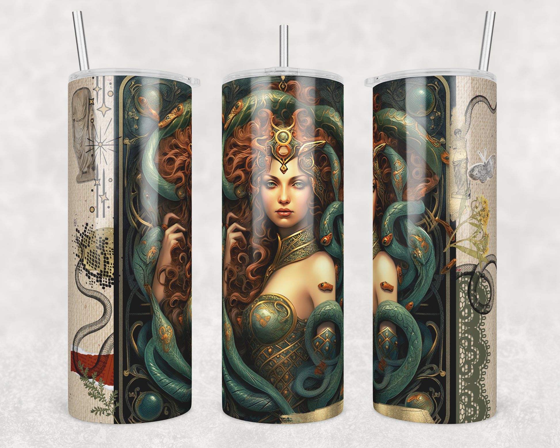 Medusa 20 oz. skinny tumbler - Mayan Sub Shop