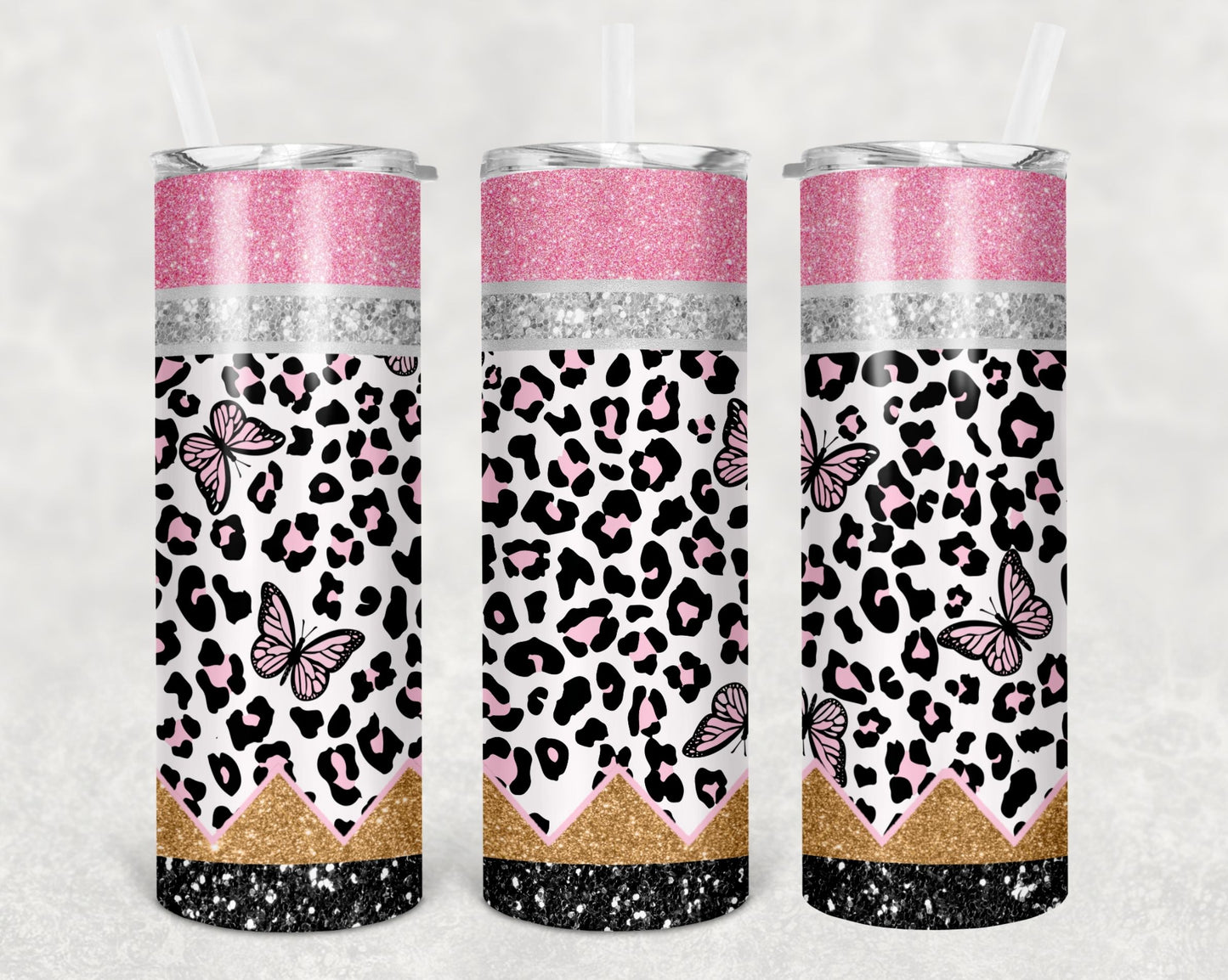 Pencils and butterflies 20 oz. skinny tumbler. - Mayan Sub Shop