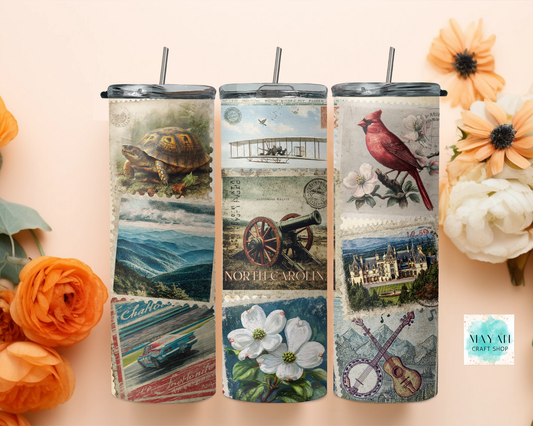 North Carolina Stamps Tumbler - Mayan Craft Shop