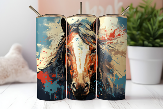 Patriotic horse 20 oz. skinny tumbler. -Mayan Sub Shop