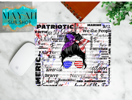 Patriotic Messy Bun mouse pad. -Mayan Sub Shop