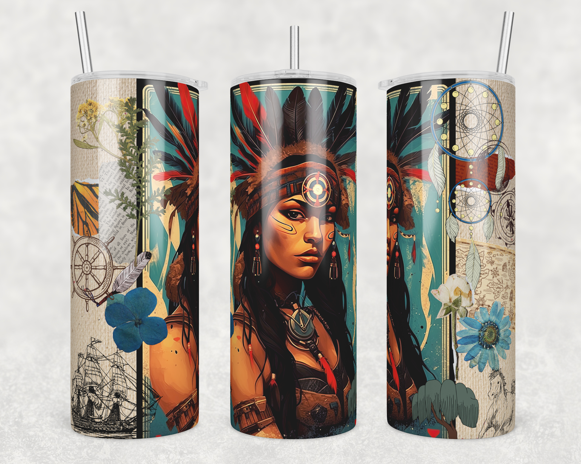 Tribal Princess 20 oz. Skinny Tumbler - Mayan Sub Shop