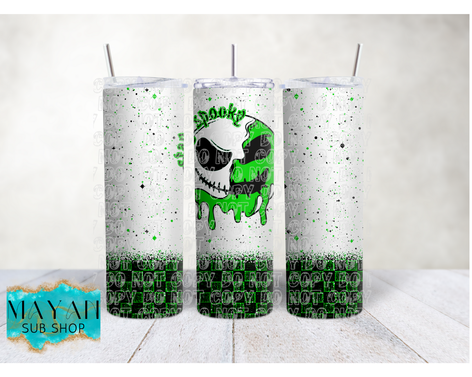 Scary nightmare 20 oz. skinny tumbler. -Mayan Sub Shop