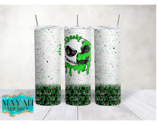 Scary nightmare 20 oz. skinny tumbler. -Mayan Sub Shop