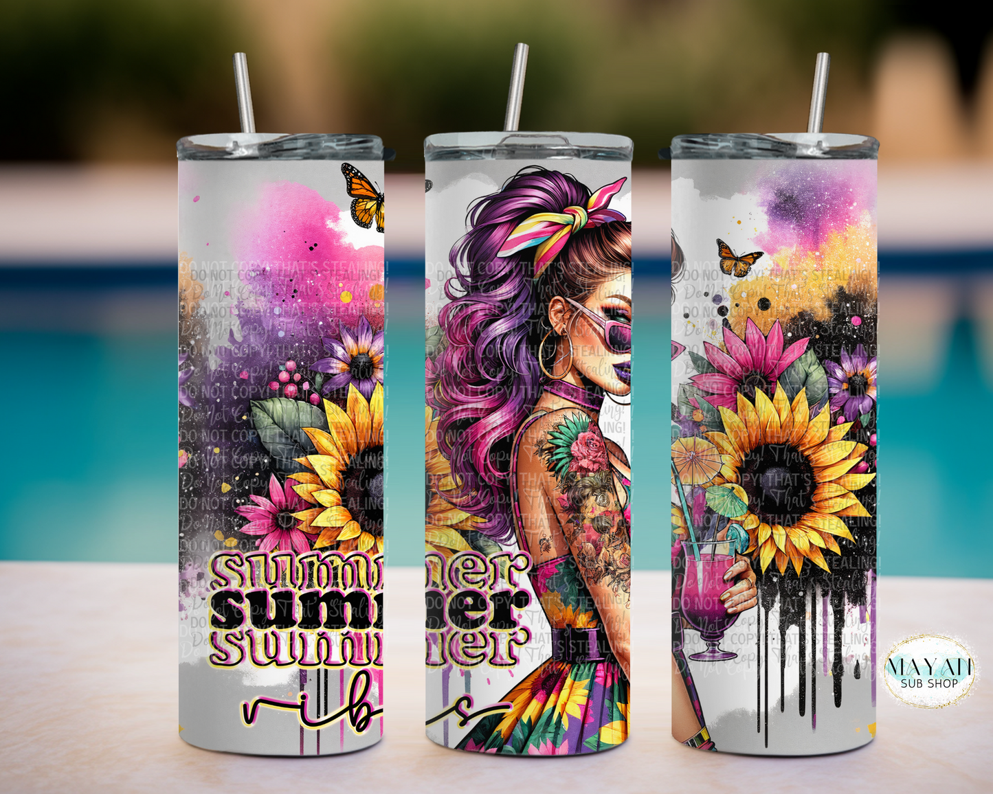 Summer vibes tumbler. -Mayan Sub Shop