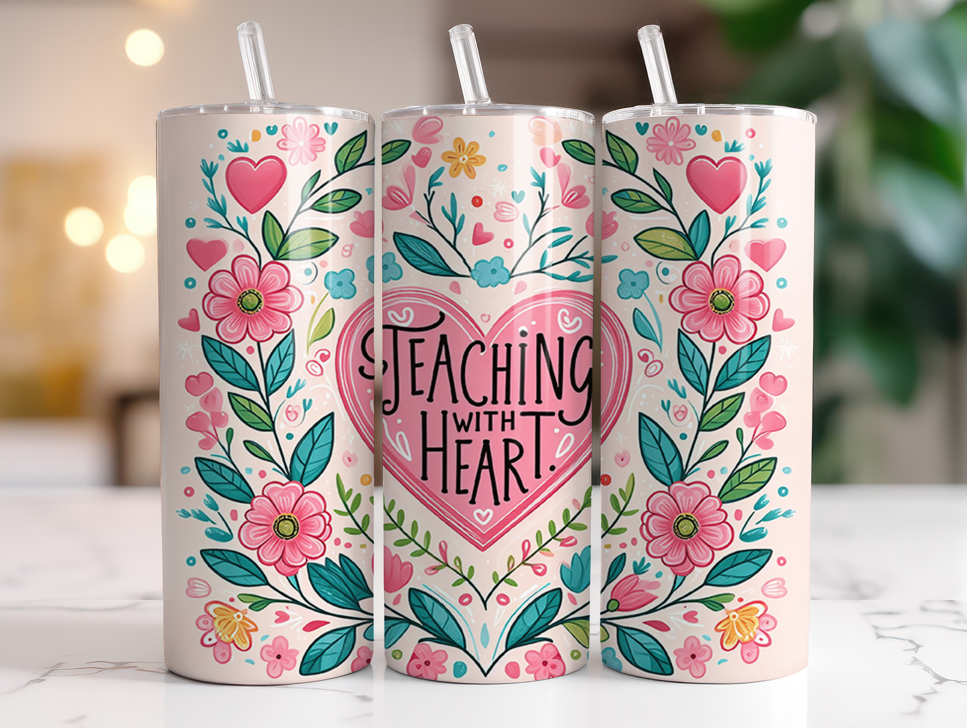 Teaching with heart tumbler. -Mayan Sub Shop