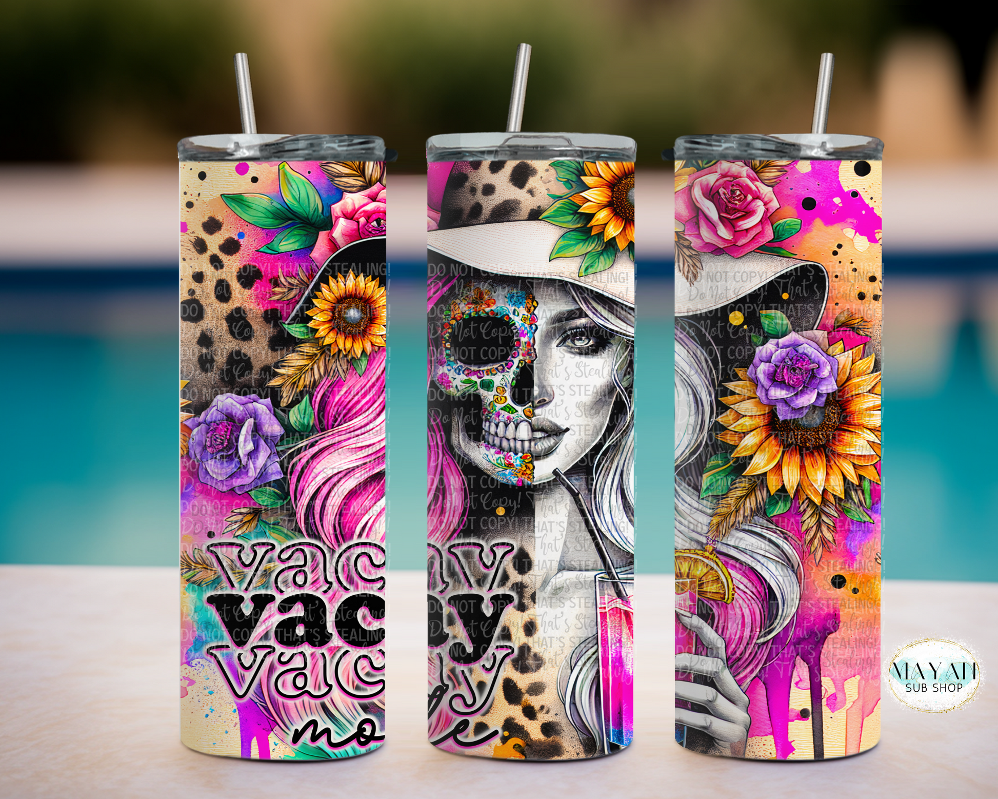 Vacay mode tumbler. -Mayan Sub Shop